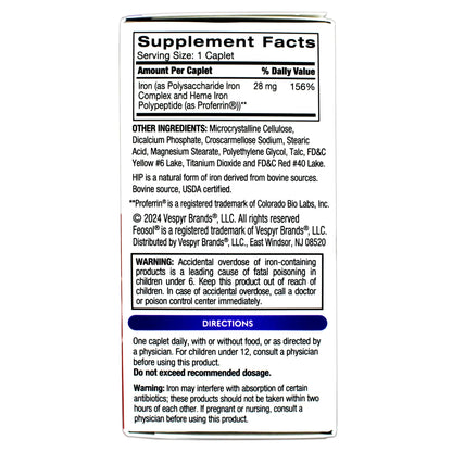 Feosol Complete Iron Supplement – Bifera HIP & PIC, 30 Caplets, Pack of 3 BritishVita | Premium UK Vitamins & Wellness Supplements