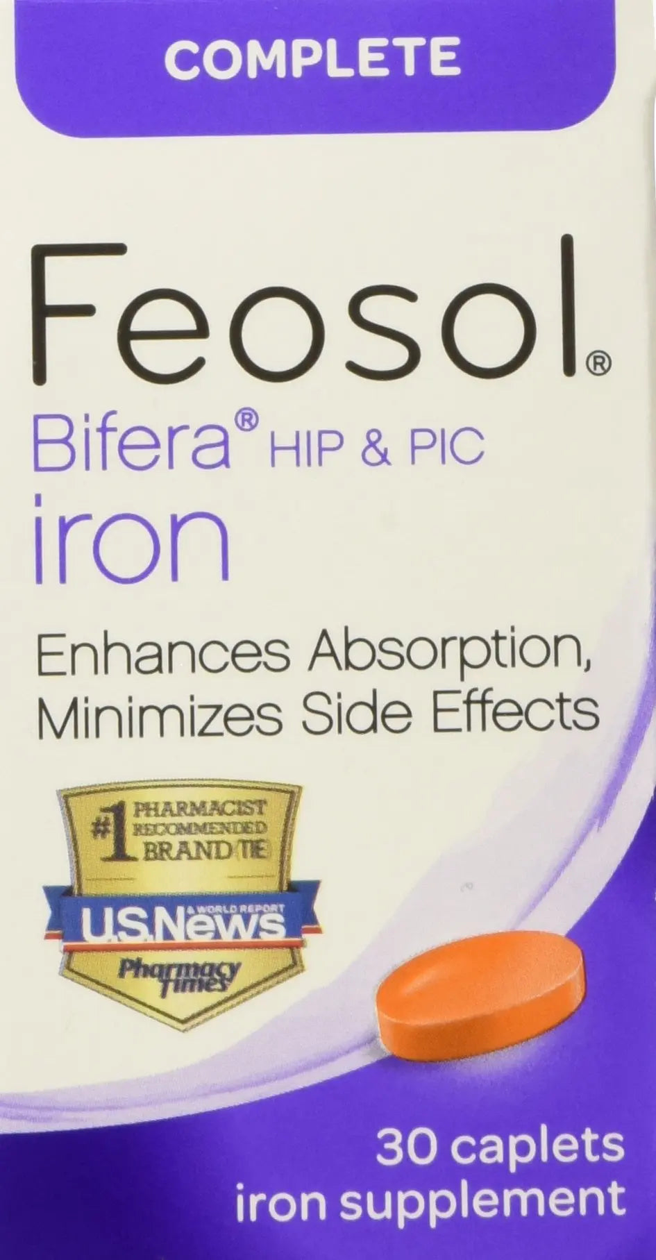 Feosol Complete with Bifera Iron 30 Caplets (3 Pack) | Iron Supplement BritishVita | Premium UK Vitamins & Wellness Supplements