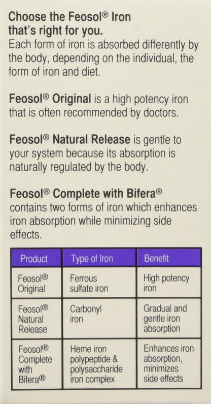 Feosol Complete with Bifera Iron 30 Caplets (3 Pack) | Iron Supplement BritishVita | Premium UK Vitamins & Wellness Supplements