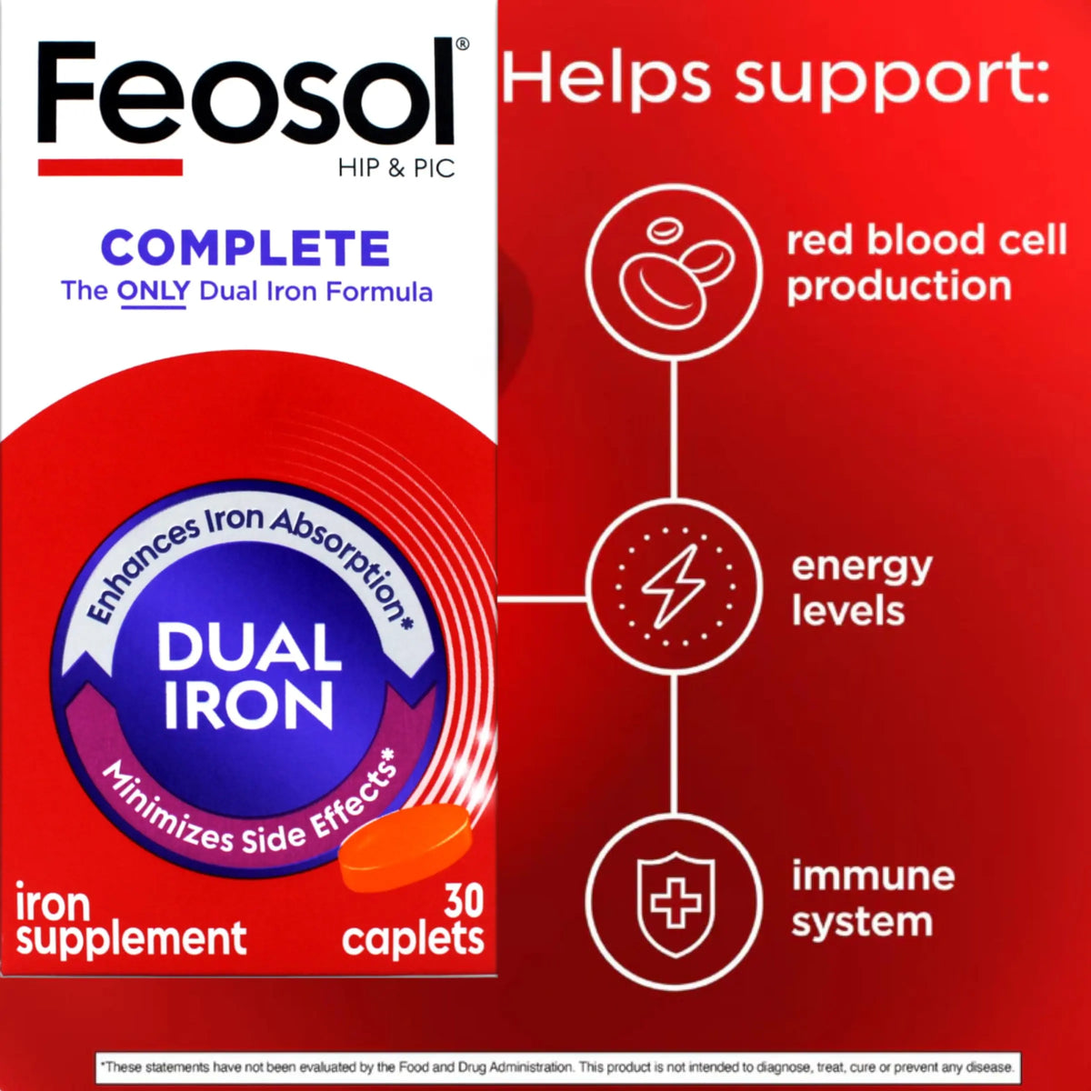 Feosol Complete Iron Supplement – Bifera HIP & PIC, 30 Caplets, Pack of 3 BritishVita | Premium UK Vitamins & Wellness Supplements