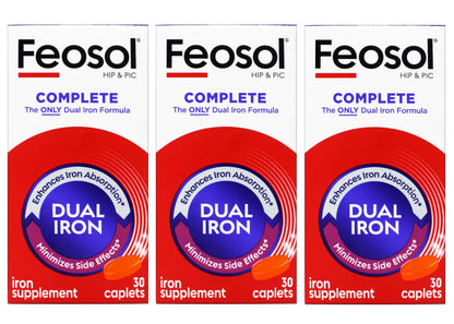 Feosol Complete Iron Supplement – Bifera HIP & PIC, 30 Caplets, Pack of 3 BritishVita | Premium UK Vitamins & Wellness Supplements