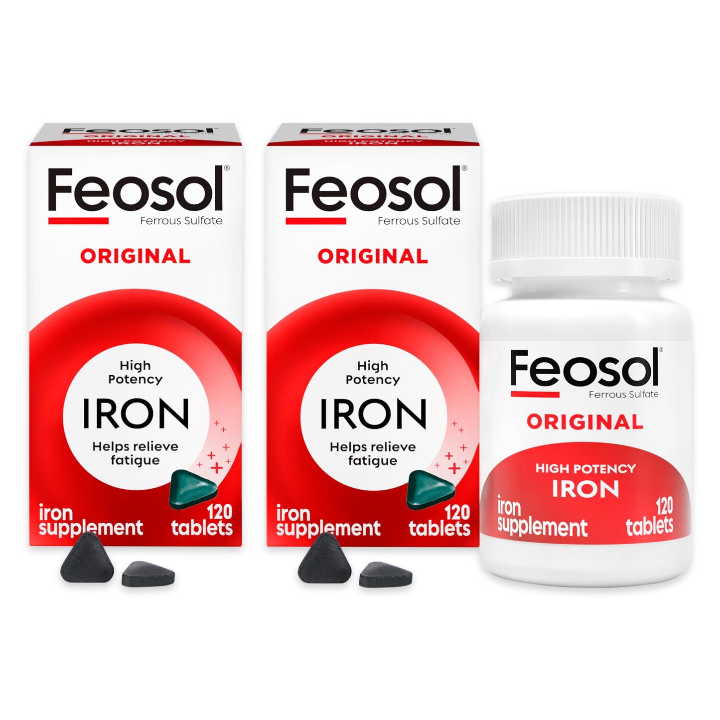Feosol Original Iron Supplement Tablets 65 mg Elemental Iron | 120 ct Pack of 2