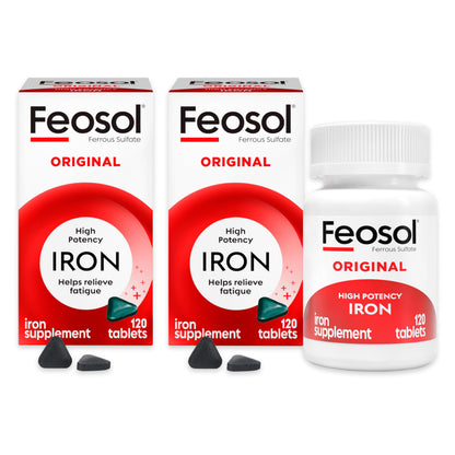 Feosol Original Iron Supplement Tablets 65 mg Elemental Iron | 120 ct Pack of 2