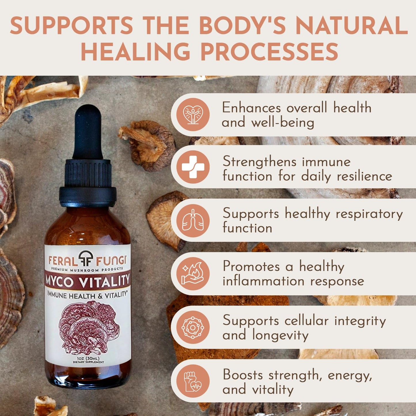 Feral Fungi Myco-Vitality Tincture – 100% Pure USA Mushroom Extract 1 oz