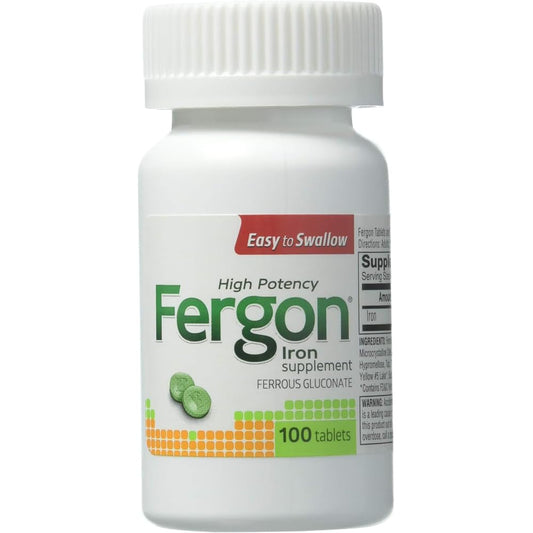 Fergon High Potency Iron Supplement, 100 Count BritishVita | Premium UK Vitamins & Wellness Supplements
