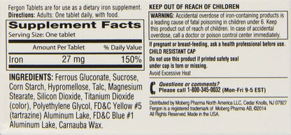 Fergon Iron Supplement – Iron Tablets, 100 Count (Pack of 3)