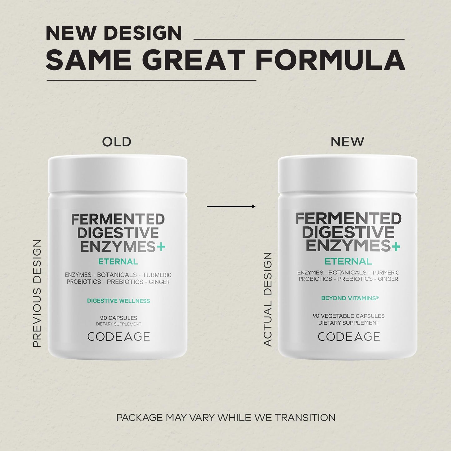 Codeage Fermented Digestive Enzymes - 3-Month Supply (90 Capsules) with Probiotics & Botanicals