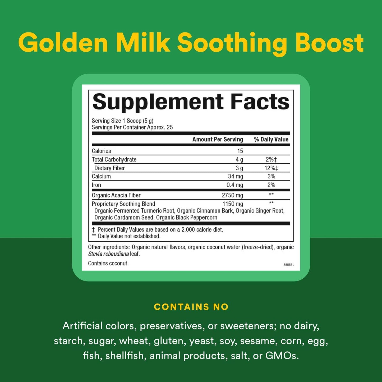 Whole Earth & Sea Golden Milk Soothing Boost: Turmeric & Ginger 4.4 oz Powder