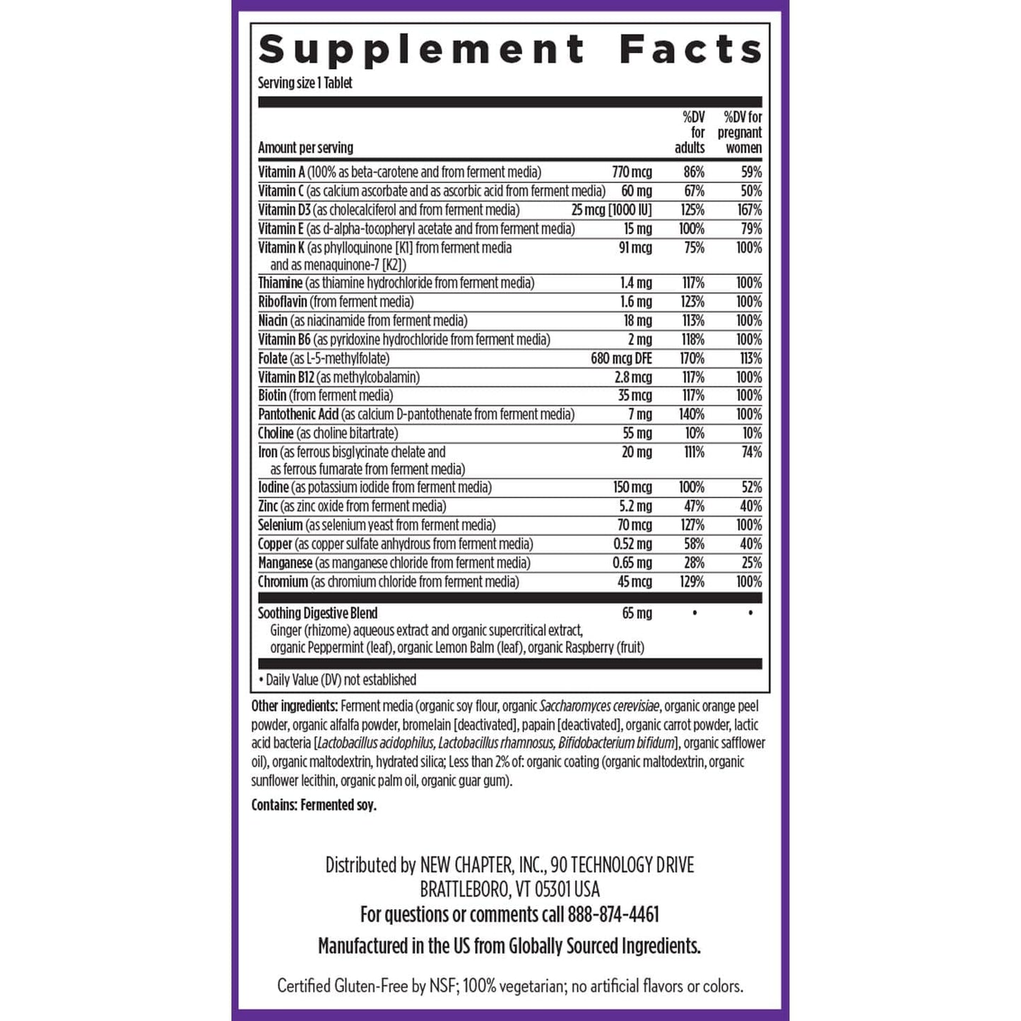 New Chapter Prenatal Vitamins | One Daily Methylfolate & Choline | 60 Count