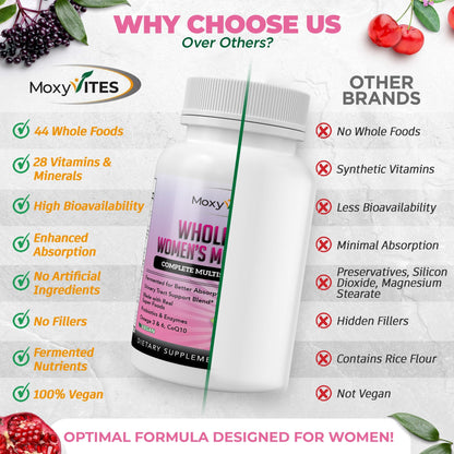 Womens Methylated Multivitamin with Iron - 44 Organic Fermented Nutrients | 90 Vegan Caps