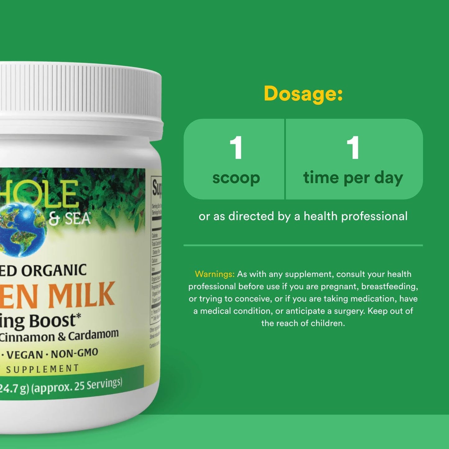 Whole Earth & Sea Golden Milk Soothing Boost: Turmeric & Ginger 4.4 oz Powder
