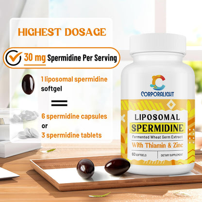 30mg Spermidine – Longevity, High Absorption Liposomal, 120 Softgels