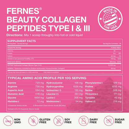 Advanced Collagen Peptides for Women – Grass-Fed Type I & III, 10g per Scoop, Unflavored