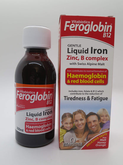 Feroglobin Vitabiotics Iron & B12 Liquid Supplement 200ml