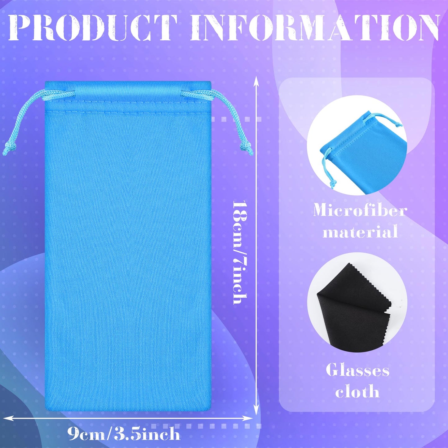 Ferraycle 100 Pcs Microfiber Pouch Cases with Cleaning Cloths – 6 Colors