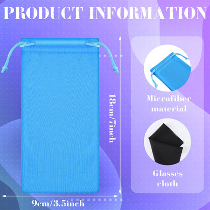Ferraycle 100 Pcs Microfiber Pouch Cases with Cleaning Cloths – 6 Colors