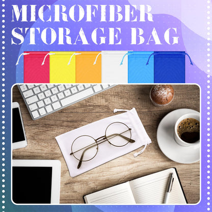 Ferraycle 100 Pcs Microfiber Pouch Cases with Cleaning Cloths – 6 Colors