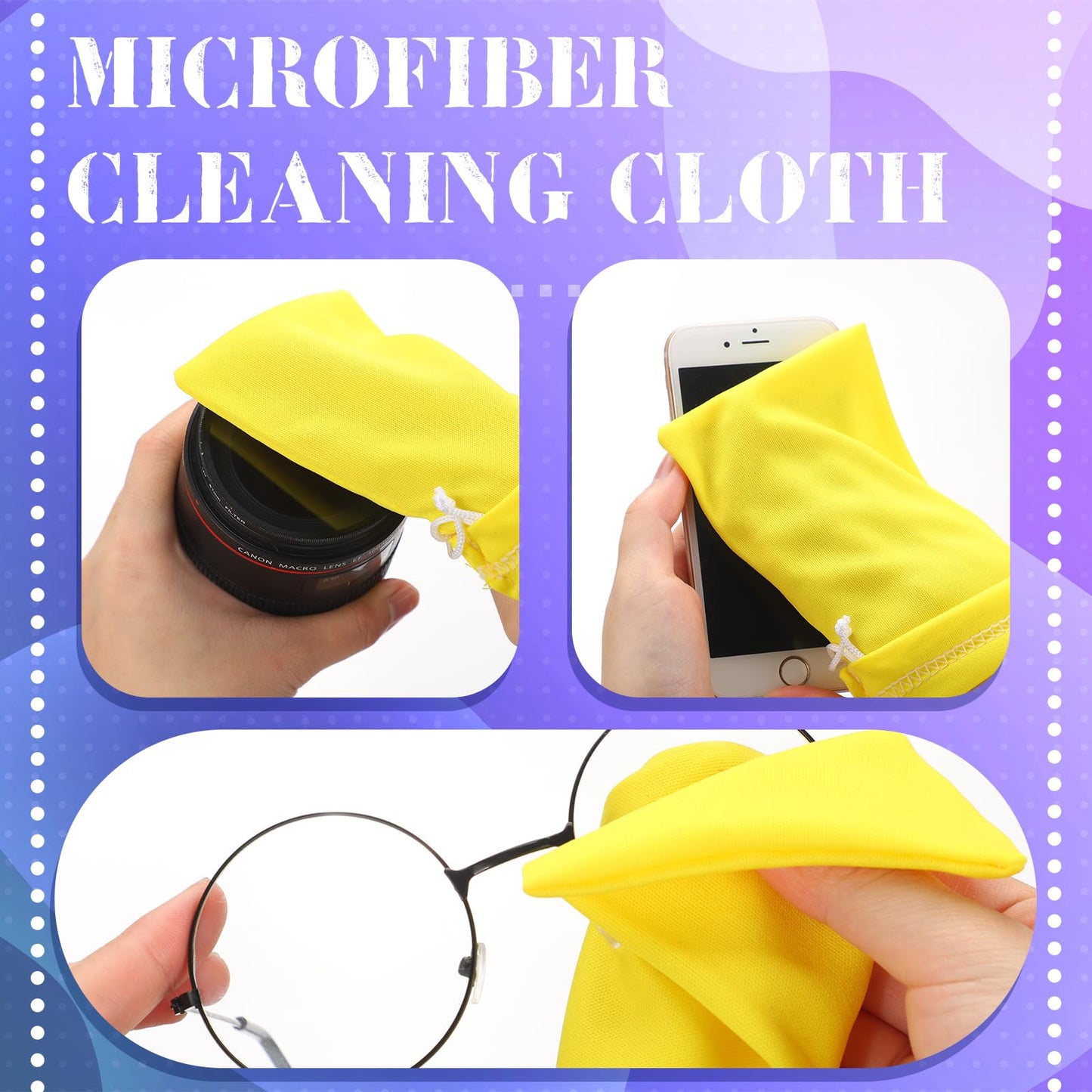 Ferraycle 100 Pcs Microfiber Pouch Cases with Cleaning Cloths – 6 Colors