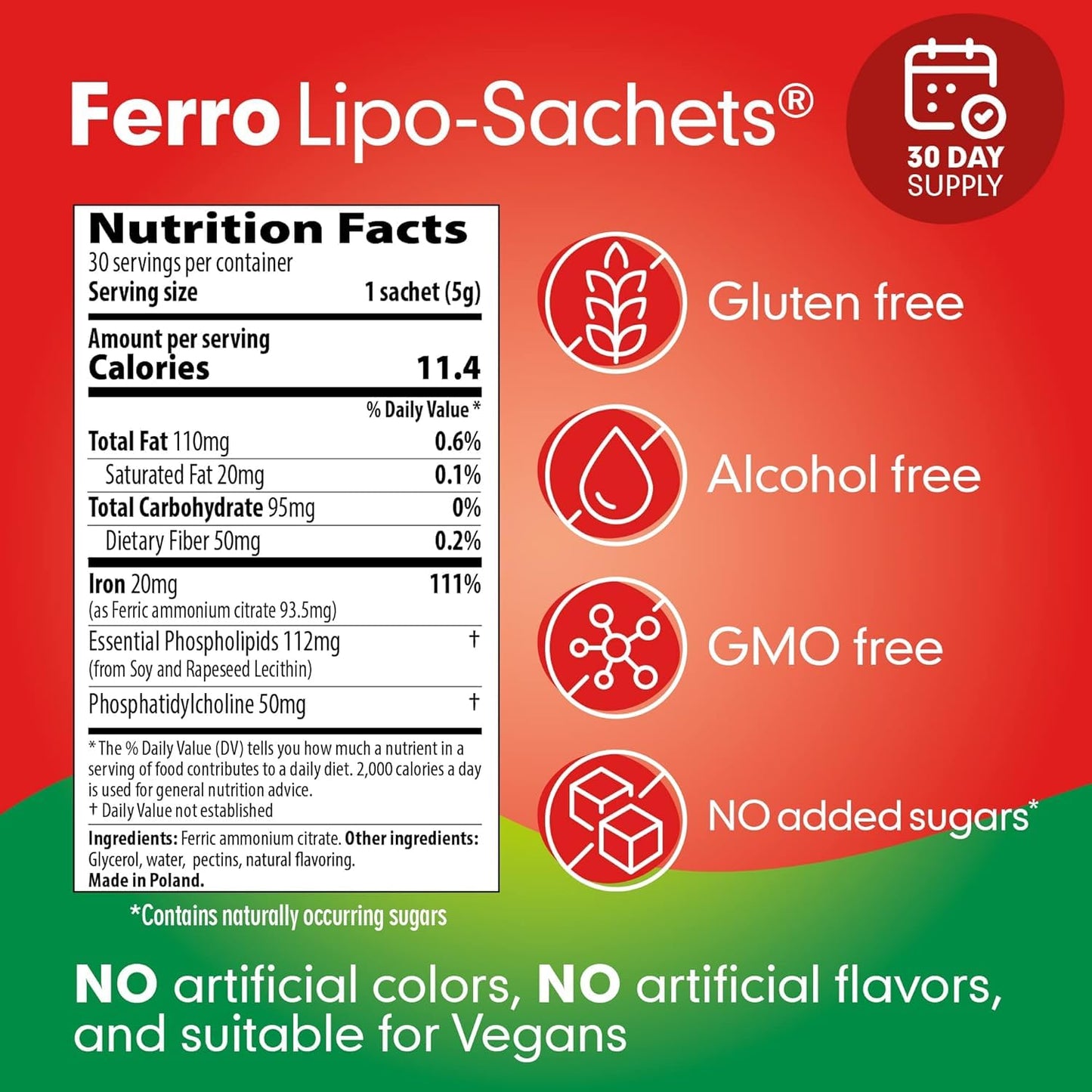 Ferro Lipo-Sachets Liposomal Iron Gel Packets | Liquid Iron Supplement