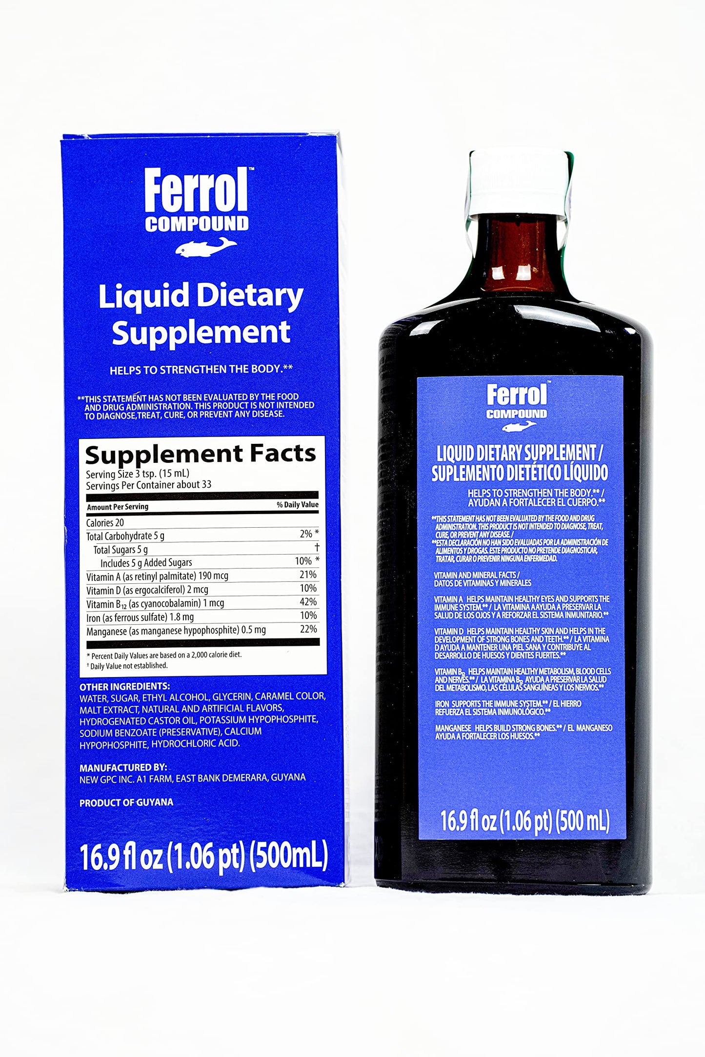 Ferrol Compound-Liquid Dietary Supplement 16.9 fl oz (500ml) | Iron & Immune Support
