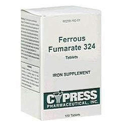 Cypress Pharmaceutical Ferrous Fumarate 324 Tablets – Boxed, 100 Count