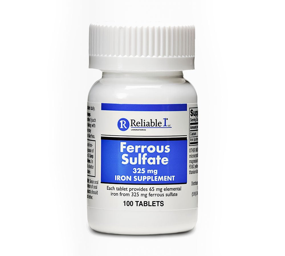 Ferrous Sulfate 325mg Iron Supplement | Reliable 1 — 100 Tablets