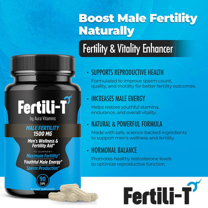 Fertili-T by Aura Vitamins – Male Fertility Support, 1500 mg, 90 Capsules