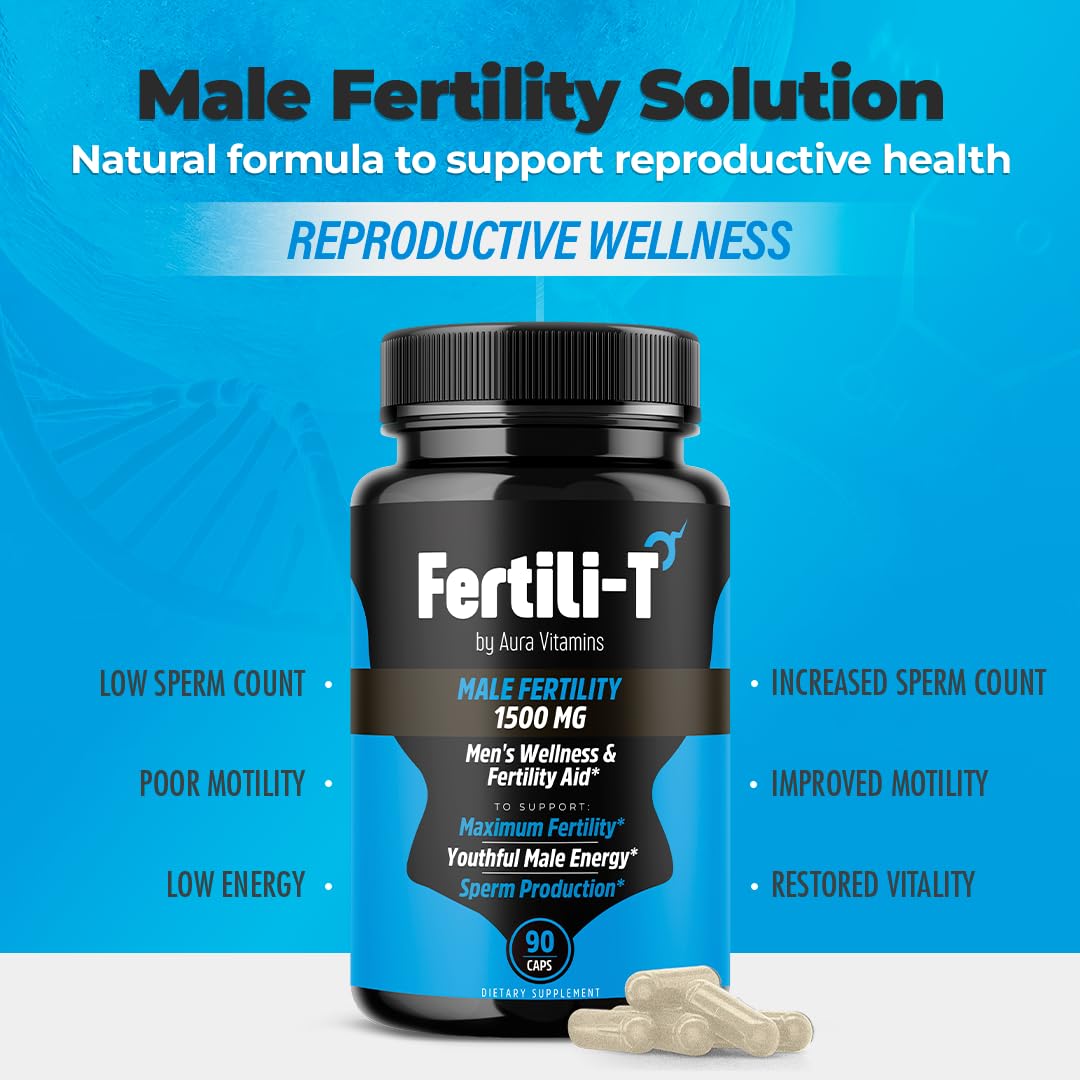 Fertili-T by Aura Vitamins – Male Fertility Support, 1500 mg, 90 Capsules