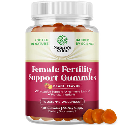 Fertility Gummies for Women Trying to Conceive - Vegan, Non-GMO & Gluten Free (Juicy Peach, 60 Servings)