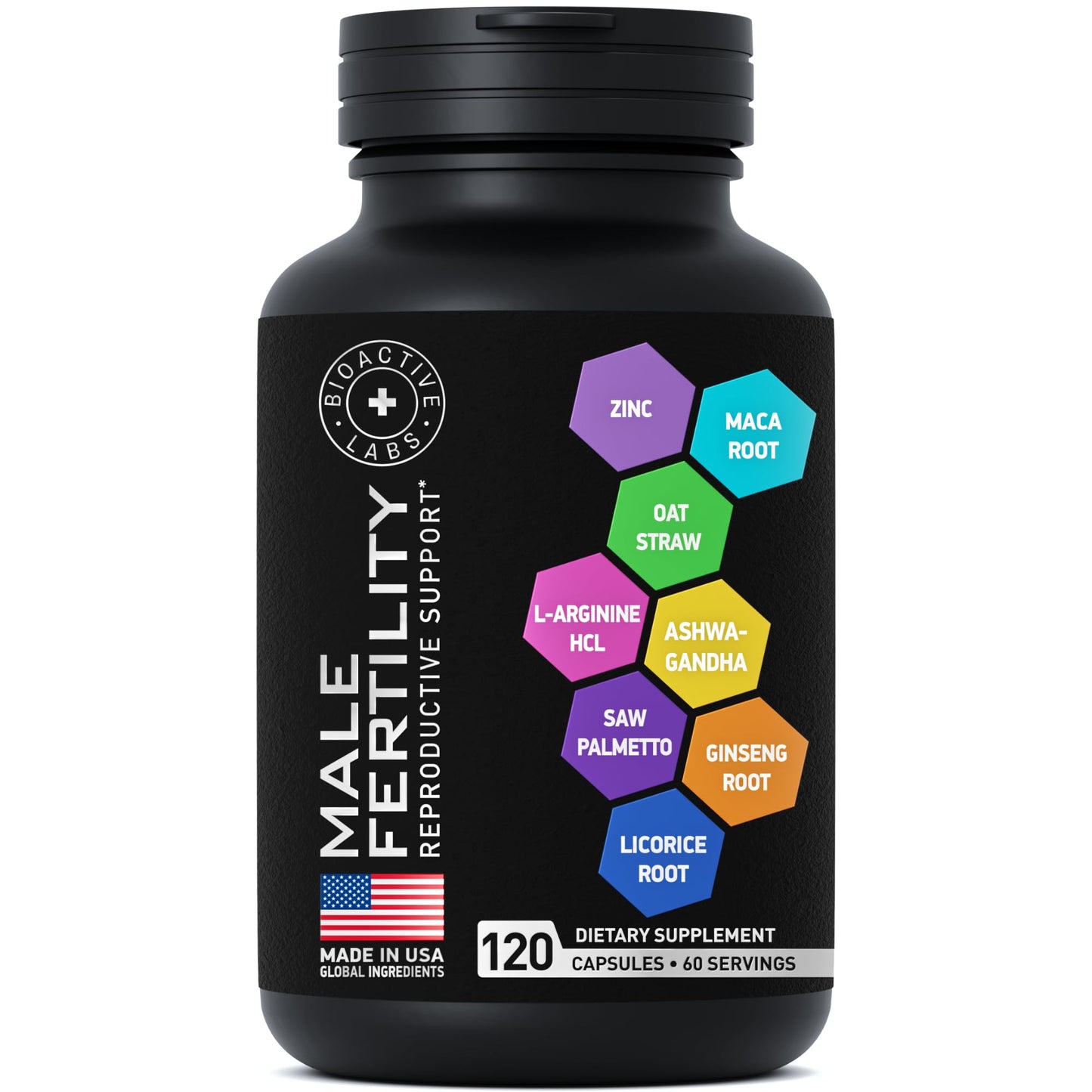 Fertility Supplements for Men - Zinc, Maca, L-Arginine & Ashwagandha | 120 Pills