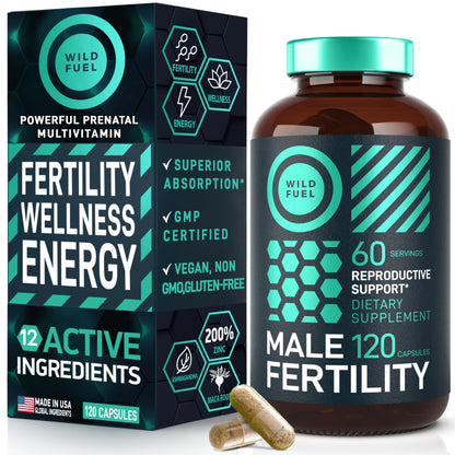 Fertility Supplements for Men – Prenatal Vitamin with Maca, Ashwagandha & Zinc | 120 Caps