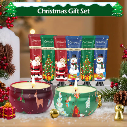 Christmas Gifts for Women: Scented Candles & Hand Cream Lotion Set | Bulk Christmas Gifts for Coworkers