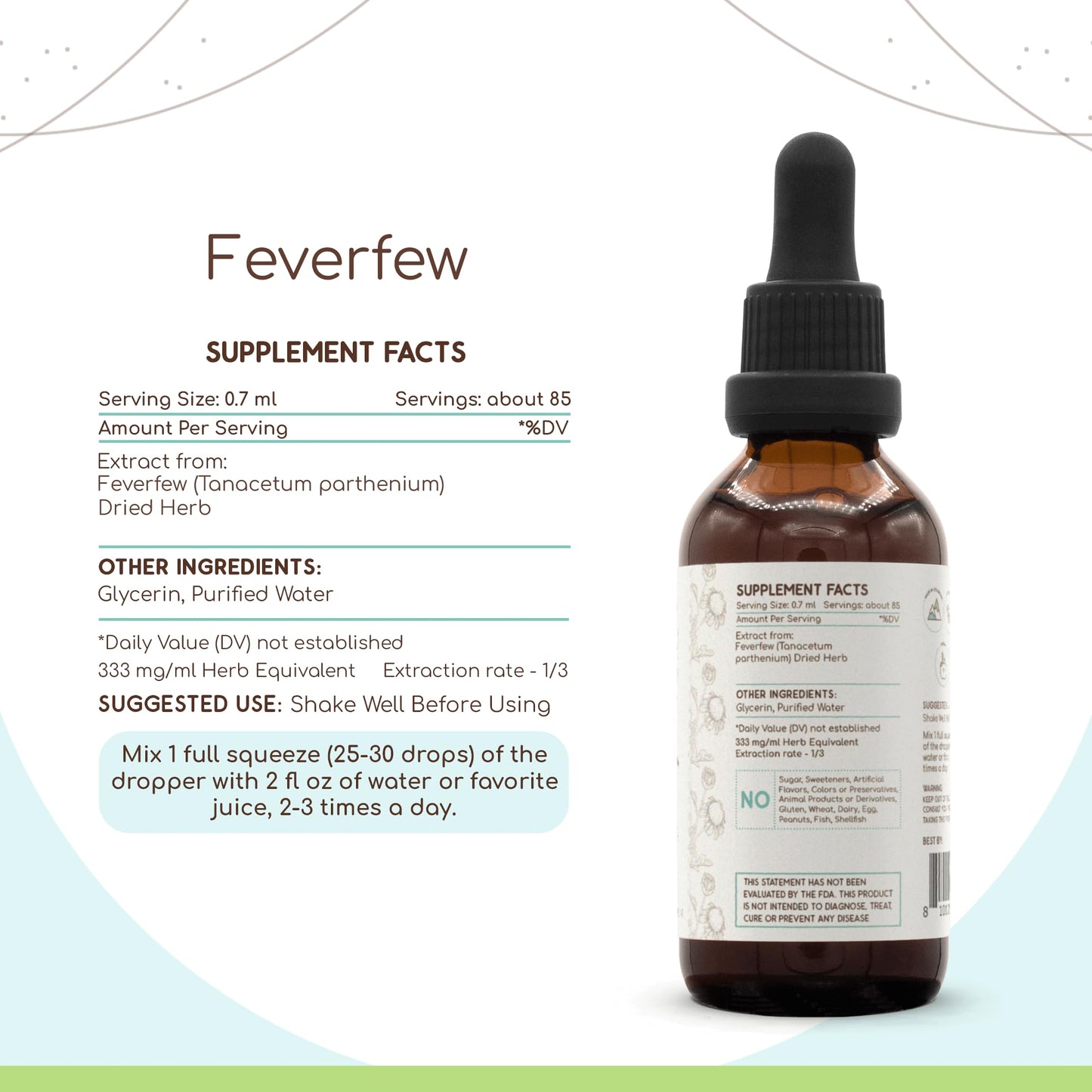 Feverfew B60 Alcohol-Free Herbal Extract Tincture – 2 fl oz | Herbera