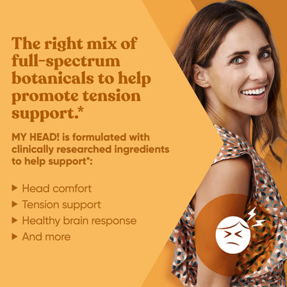 My Head! Headache Vitamins – Fast Acting Magnesium, Feverfew & More | 60 Soft Capsules