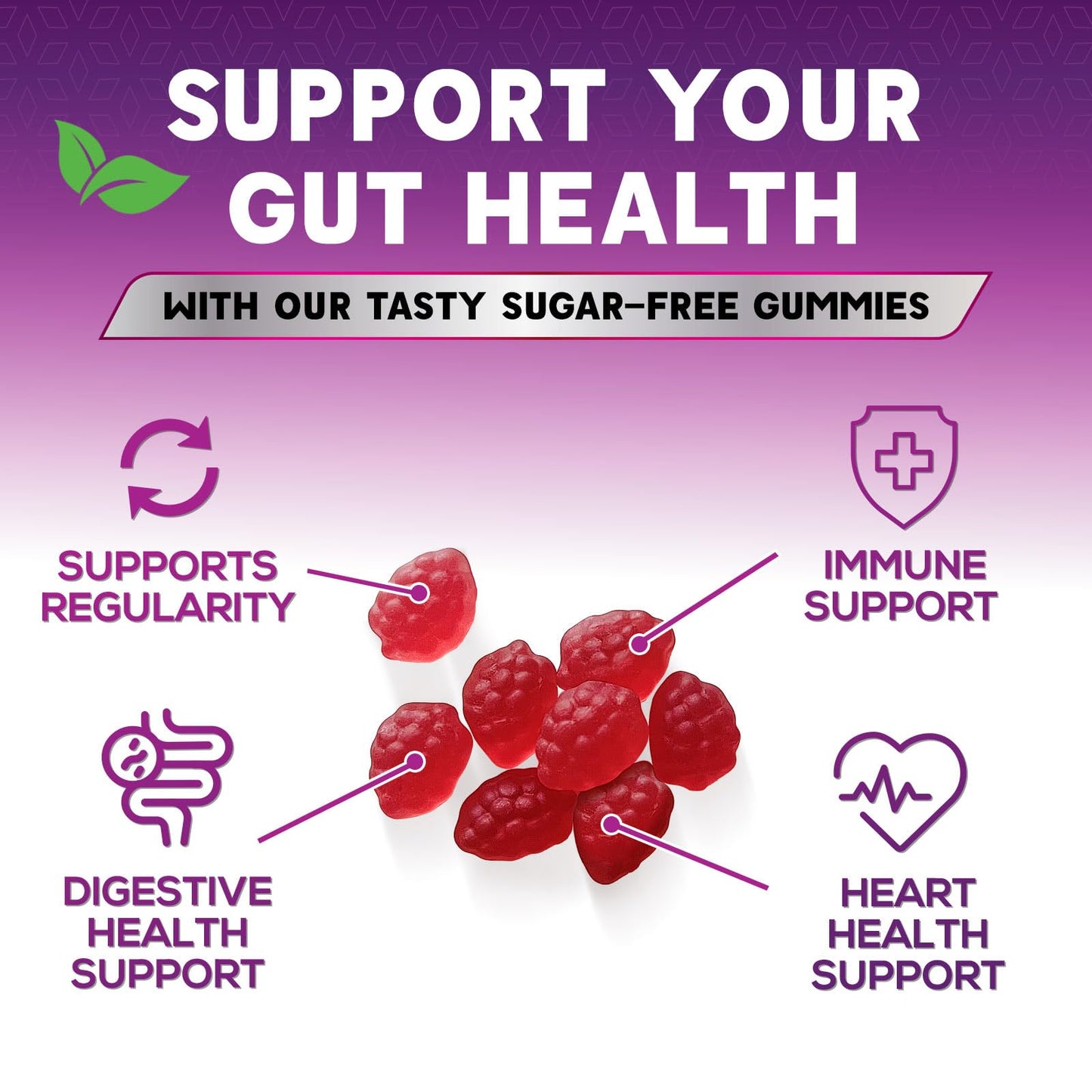 Fiber Gummies 4g - Sugar Free Prebiotic Fiber Gummies for Adults | 60 Gummies