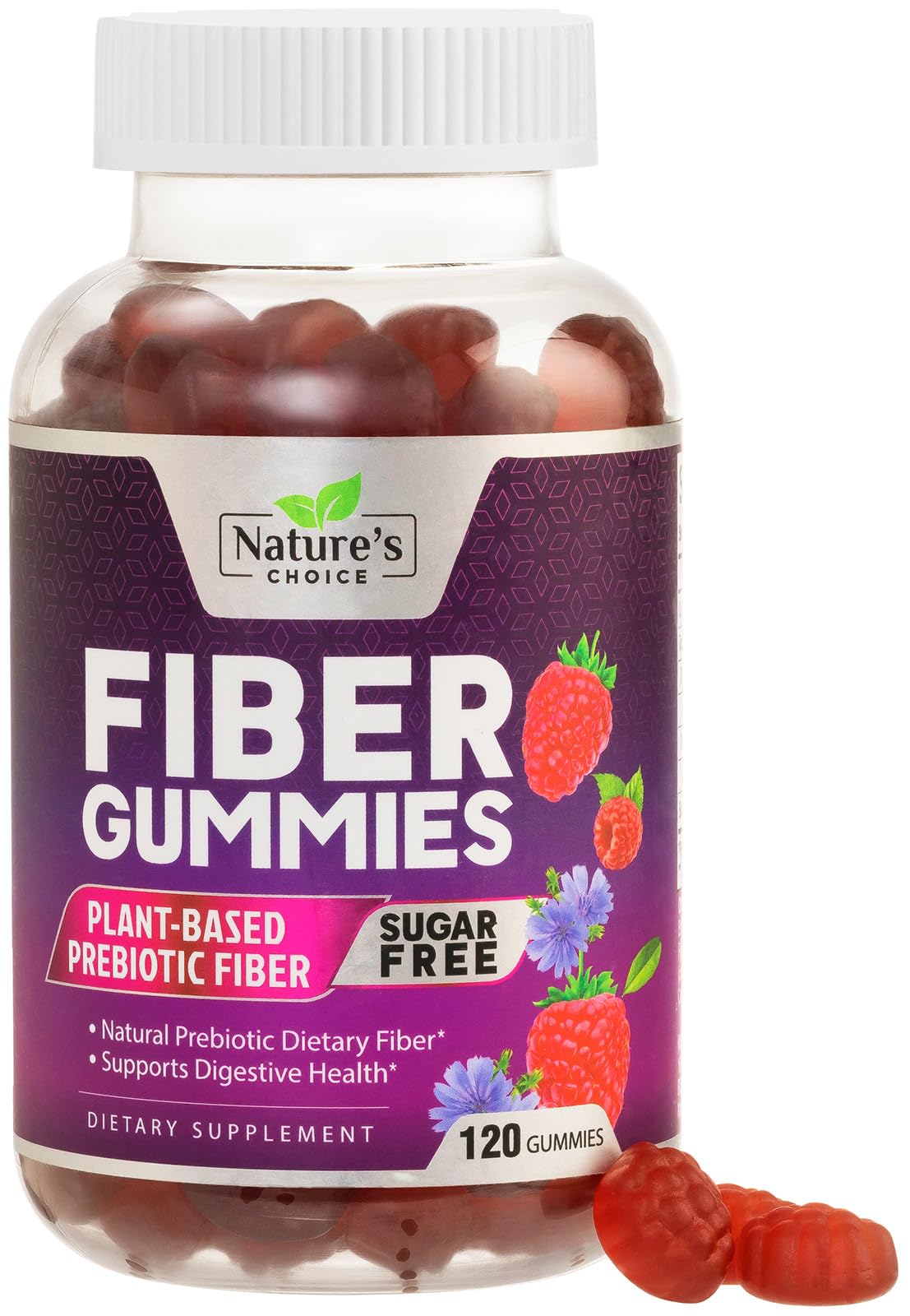 Fiber Gummies 4g - Sugar Free Plant-Based Prebiotic Gummies for Digestive Health | 120 Gummies