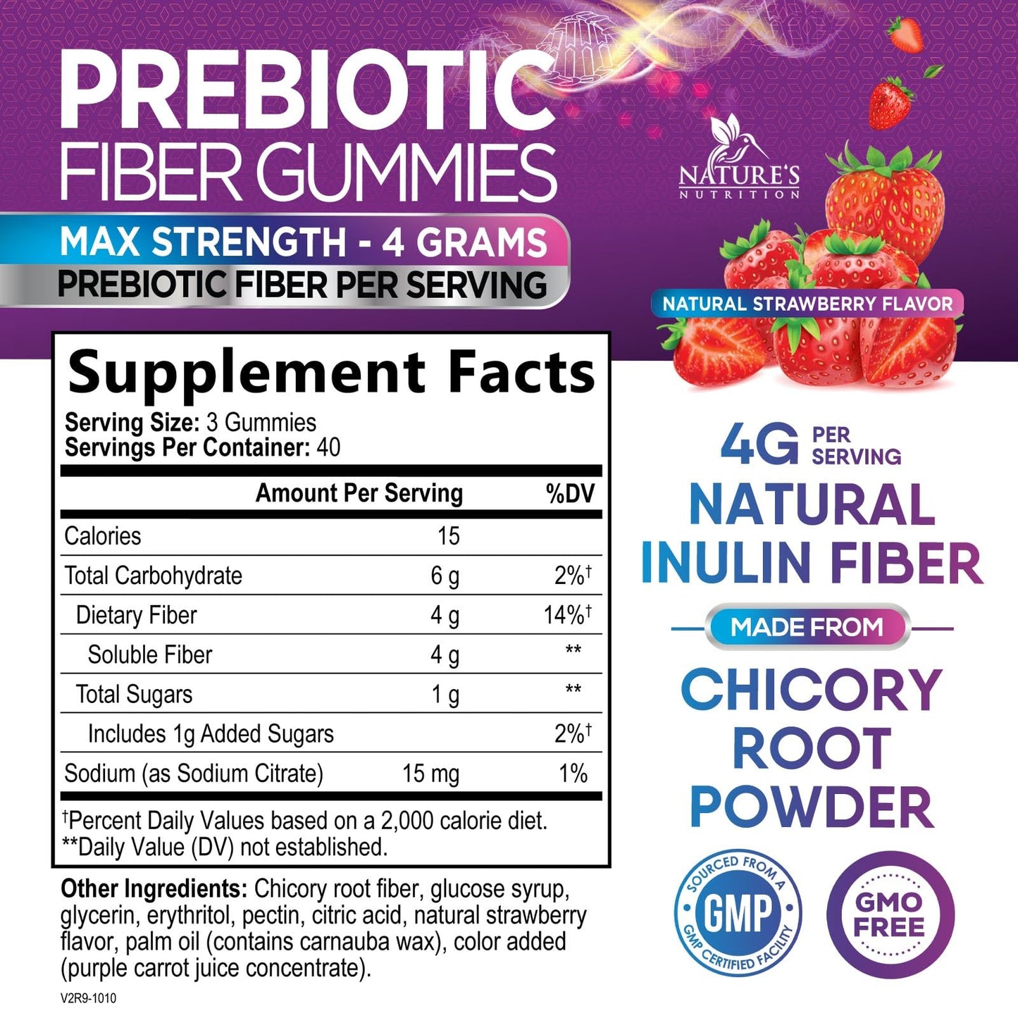 Fiber Gummies for Adults – 4g Daily Fiber Supplement | Plant-Based Prebiotic Gummy – Non-GMO 120 Gummies
