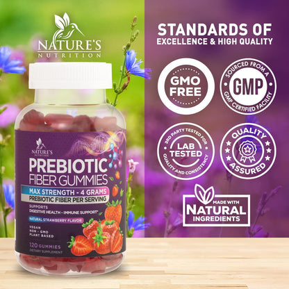 Fiber Gummies for Adults – 4g Daily Fiber Supplement | Plant-Based Prebiotic Gummy – Non-GMO 120 Gummies