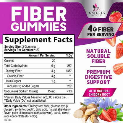 Fiber Gummies for Adults 4g – Prebiotic Plant-Based Fiber Gummy