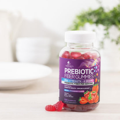 Fiber Gummies for Adults – 4g Daily Fiber Supplement | Plant-Based Prebiotic Gummy – Non-GMO 120 Gummies