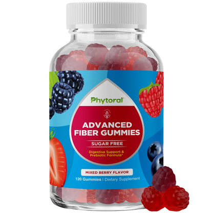 Fiber Gummies for Adults - Chicory Root Prebiotic Fiber (Sugar Free, Vegan) - 120 Count