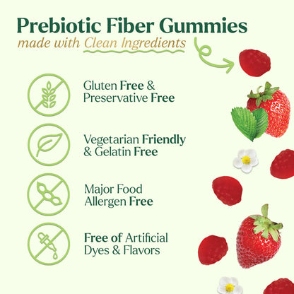 Fiber Gummies for Adults – 4g Daily Soluble Fiber, Plant-Based Prebiotic Gummy (60 Gummies)