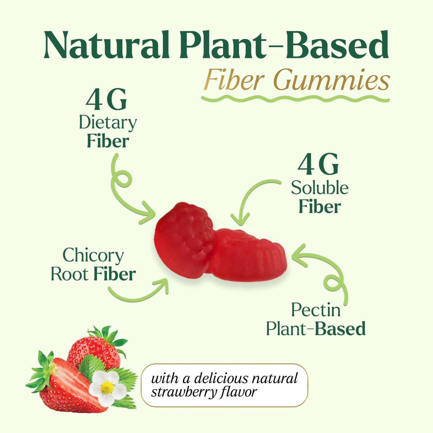 Fiber Gummies for Adults – 4g Daily Soluble Fiber, Plant-Based Prebiotic Gummy (60 Gummies)
