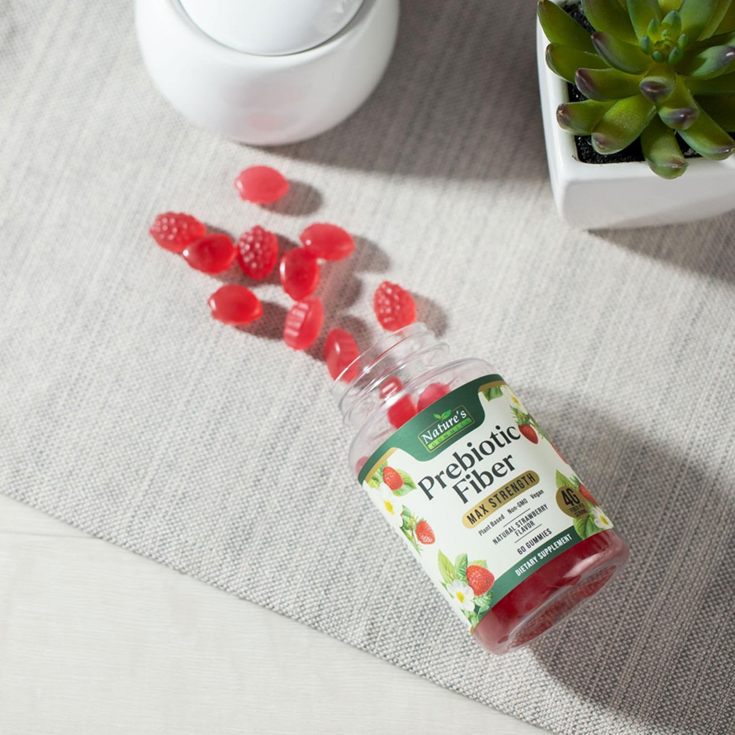 Fiber Gummies for Adults – 4g Daily Soluble Fiber, Plant-Based Prebiotic Gummy (60 Gummies)