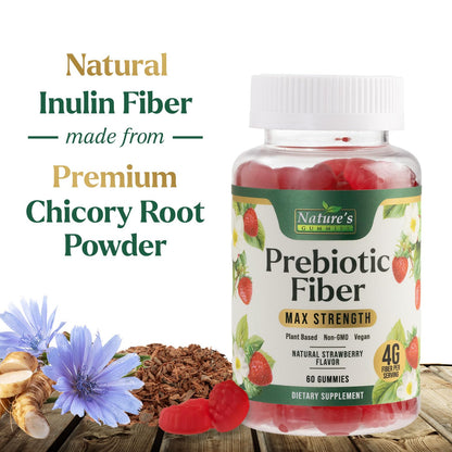 Fiber Gummies for Adults – 4g Daily Soluble Fiber, Plant-Based Prebiotic Gummy (60 Gummies)