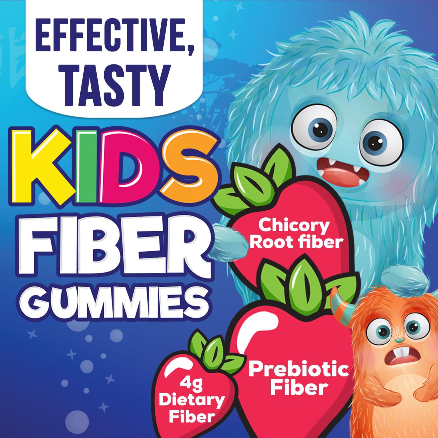 Fiber Gummies for Kids – 4g Daily Prebiotic Fiber (Plant-Based, Non-GMO) – 60 Gummies