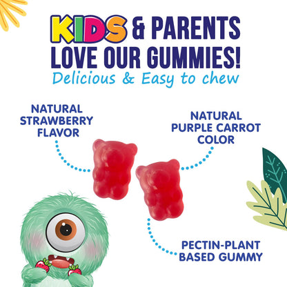 Fiber Gummies for Kids – 4g Daily Prebiotic Fiber (Plant-Based, Non-GMO) – 60 Gummies