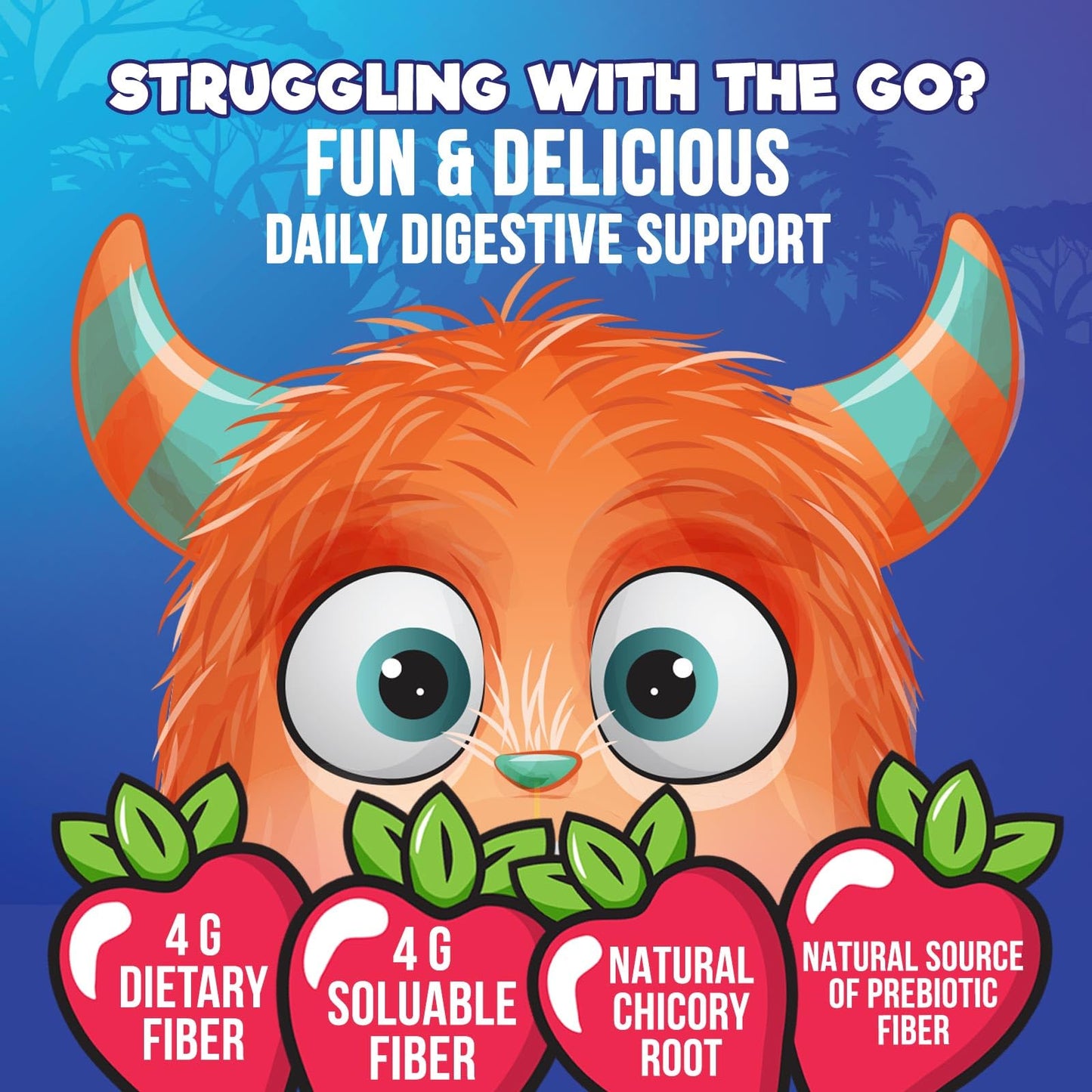 Fiber Gummies for Kids – 4g Daily Prebiotic Fiber (Plant-Based, Non-GMO) – 60 Gummies