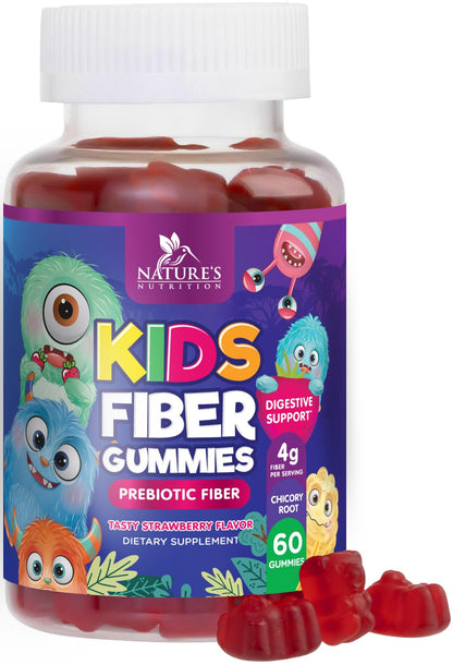 Fiber Gummies for Kids – 4g Daily Prebiotic Fiber (Plant-Based, Non-GMO) – 60 Gummies