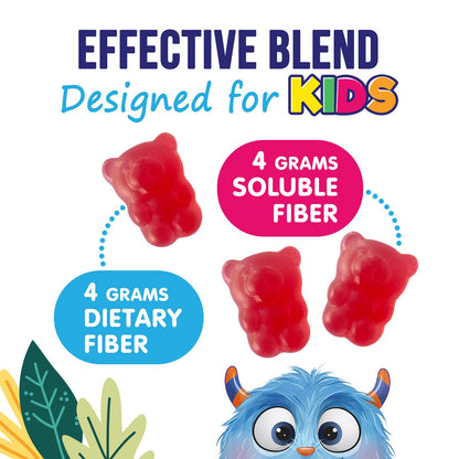 Fiber Gummies for Kids – 4g Daily Prebiotic Fiber (Plant-Based, Non-GMO) – 60 Gummies